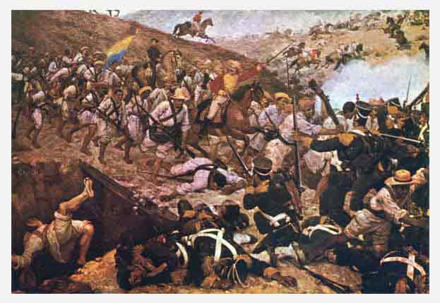 A picture of a war in Colombia.