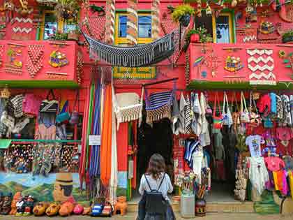 A Colombian souvenir store where all the goods are displayed.