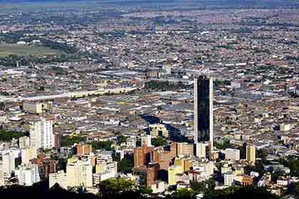 An aerial shot of a city in Colombia.